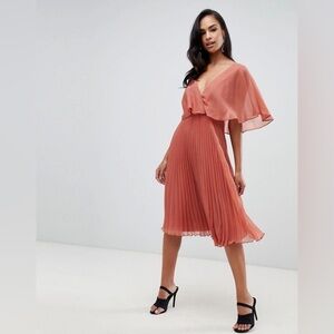 ASOS Women’s Rust Flutter Sleeve Chiffon Dress Size 4